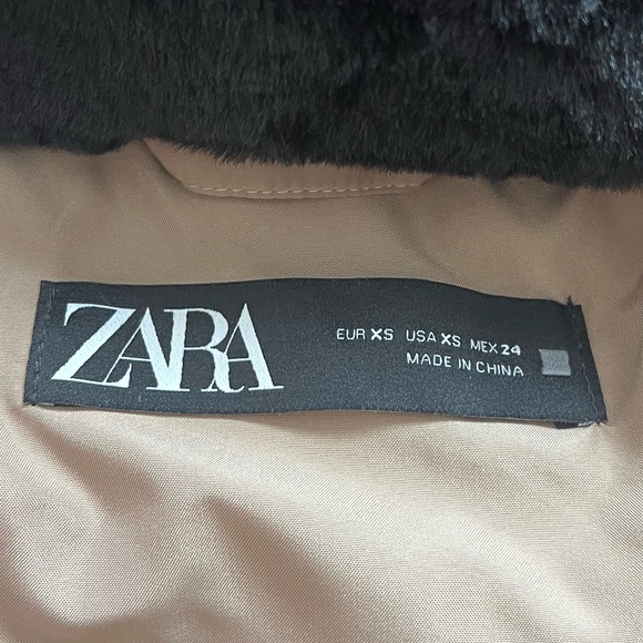 Zara KHAKI LONGLINE HOODED QUILTED JACKET - Picture 8 of 16